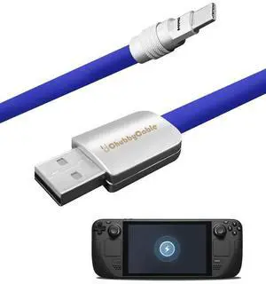 chubbycable USB Type C Fast Charging Cable Compatible with Steam Deck 100W Ultra-Thick Durable Silicone USB C Charger Cord for Steam Deck OLED, Dark Blue, USB-A to Type-C, 9.8 FT