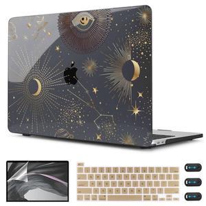 CISSOOK Case for MacBook Pro 13 Inch 2025-2020 Release Model M2 Chip A2338 M1 A2251 A2289, Black Style Hard Cover with Keyboard Cover for M2 MacBook Pro 13 with Touch Bar,Moon Star