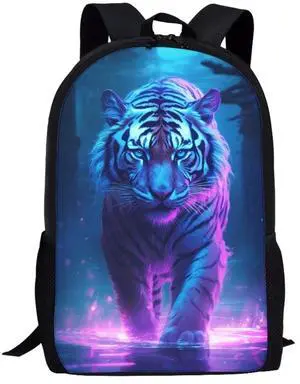 Cumagical Purple Tiger Lake Print Lightweight Backpack Bookbags Outdoor Travel Laptop Daypack