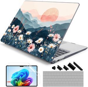 DONGKE Case for Microsoft Surface Laptop (2024), Windows 11 Copilot+ PC, 13.8 Inch Touchscreen Display, Protective Plastic Hard Shell Case with Keyboard Cover & Screen Protector - Sun & Daisies