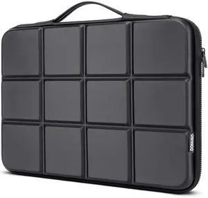 DOMISO 15.6 inch Laptop Sleeve Shoulder Bag Shockproof Computer Bag Waterproof EVA Protective Carrying Case for 16" MacBook Pro/Max M2 M1 2019-2023,15"-16" Asus Dell HP Laptop,Dell XPS 15,Black