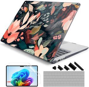 DONGKE Case for Microsoft Surface Laptop 2024, Windows 11 Copilot+ PC, 13.8 Inch Touchscreen Display, Protective Plastic Hard Shell Case with Keyboard Cover & Screen Protector - Painted Floral