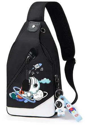 CUSALBOY Fashion One-Shoulder Backpack Youth Leisure Backpack With USB Port Earphone Hole, Cartoon Luminous Pattern