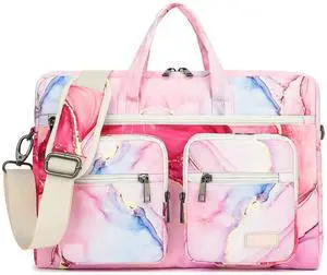 DACHEE 15-15.6 inch Laptop Shoulder Bag, for MacBook Pro 16, Hp Lenovo Dell 14 inch Waterproof Messenger Bag Case Sleeve (New Pink Marble, 15 inch/15.6 inch)