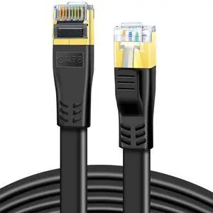 DDMALL CAT 8 Ethernet Cable 65ft, 26AWG High Speed 40Gbps 2000MHz Heavy Duty Shielded S/FTP CAT8 Flat Gigabit Network Internet RJ45 LAN Patch Cord for PS5, PS4, Xbox, Gaming, Router, Modem(65ft Black)