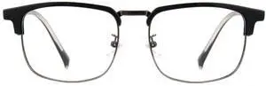Cyxus Men Blue Light Blocking Glasses Half Rimless Computer Gaming Glasses Square Fashion Glasses for Men 8216 Black Grey
