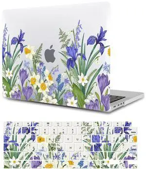 Compatible with MacBook 12 Inch Case Cover A1534 2015 2016 2017 2018 Released with Retina Display, Hard Plastic Protective Case and Keyboard Skin Bundle for MacBook Retina 12", Blue Flowes