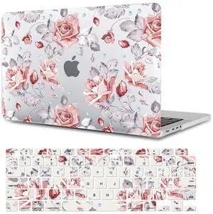 Compatible with MacBook 12 Inch Case Cover A1534 2015 2016 2017 2018 Released with Retina Display, Hard Plastic Protective Case and Keyboard Skin Bundle for MacBook Retina 12", Rose
