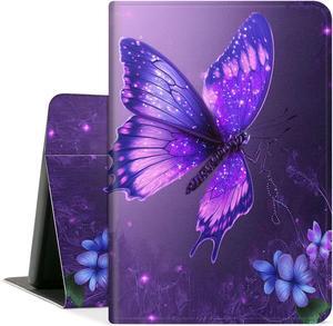 Case for All-New  Kindle Fire HD 8 & 8 Plus Tablet (12th Gen/10th Generation,2022/2020 Release) 8 inch,PU Leather Folio Stand Case with Auto Sleep/Wake,Purple Butterfly