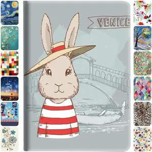 DuraSafe Cases for iPad Air 6th 2024 5th 2022 4th 2020 [Air 4 5 6 11] A2588 A2316 MM6R3LL/A MM6T3LL/A MYHX2LL/A Smart Profile Viewing Angle Stand Printed Flip Cover - Bunny Hat
