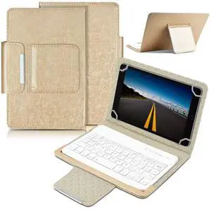 DETUOSI Universal 7.0 inch Android Tablet Case with Keyboard, Removable Wireless Bluetooth Keyboard + PU Leather Folio Book Cover + Stand, Travel Portable Sleeve for iOS/Android/Windows System Tablet