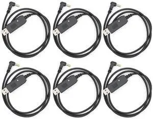 (6PCS) UV-5R USB Charger Cable UV-5R USB Charging Cable (2.5mm) with Indicator Light [2023 New Version] for BaoFeng Two Way Radios UV-5R UV-82 BF-F8HP UV-82HP UV-5X3 UV-5RE UV-S9 UV-9S Cable