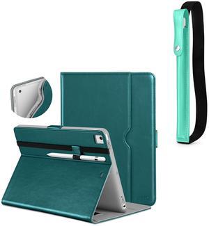 DTTO for iPad 9.7 Inch 5th/6th Generation 2018/2017 Case, Premium Leather Folio Stand Cover Case and PU Leather Pencil Sleeve Pouch for Apple iPad 9.7 inch, Also Fit iPad Pro 9.7/Air 2/Air, Green