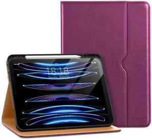DTTO for iPad Pro 12.9 6th / 5th / 4th / 3rd Generation Case 2022/2021/2020/2018,Premium Leather Folio Stand Cover with Built-in Pencil Holder -Auto Wake/Sleep and Multi Viewing Angles,Purple