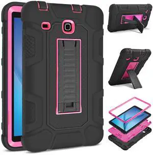 DETUOSI Shockproof Case for Samsung Galaxy Tab E 8.0" 2016 (SM-T377A/ T377V/ T378), 3-Layers Hybrid Heavy Duty Armor Multi-Angle Kickstand Protective Cover for Samsung Galaxy Tab E 8.0" Case for Kids
