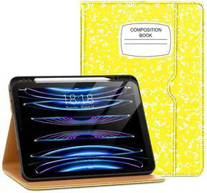 DTTO for iPad Pro 12.9 6th / 5th / 4th / 3rd Generation Case 2022/2021/2020/2018, Leather Folio Stand Cover with Built-in Apple Pencil Holder -Auto Wake/Sleep and Multi Viewing Angles,Yellow Book