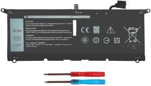 DXGH8 52Wh Laptop Battery for XPS 13 9370 9380 2019 Inspiron 13 7390 7391 2-in-1 5390 5391 7490 Latitude 3301 E3301 Vostro 5390 5391 Series 0H754V H754V HK6N5 P113G001 P82G P82G001 G8VCF G8VCF6C.