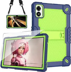 Doemoil Case for Vortex ZTAB10/T10M PRO 10.1 inch Tablet Hybrid Shockproof Case Built in Kickstand with Screen Protector for Vortex ZTAB 10/T10M PRO 10.1 inch Tablet (Navy Blue/Green/1 PC)