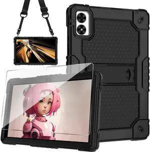 Doemoil Case for Vortex ZTAB10/T10M PRO 10.1 inch Tablet Hybrid Shockproof Case Built in Kickstand with Screen Protector for Vortex ZTAB 10/T10M PRO 10.1 inch Tablet (Black/Black/1 PC)