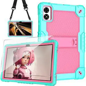 Doemoil Case for Vortex ZTAB10/T10M PRO 10.1 inch Tablet Hybrid Shockproof Case Built in Kickstand with Screen Protector for Vortex ZTAB 10/T10M PRO 10.1 inch Tablet (Green/Pink/1 PC)
