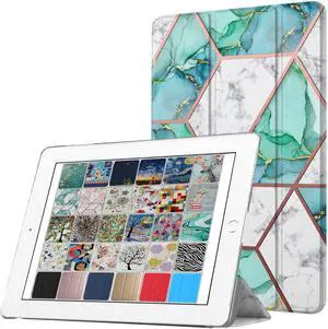 DuraSafe Cases for iPad PRO 12.9 Inch 2017 2nd Gen [ Pro 12.9 2 ] A1670 A1671 MQEF2LL/A MQED2LL/A MQEE2LL/A MQDC2LL/A MQDD2LL/A MQDA2LL/A Printed Lightweight PC Clear Flip Back Cover - Marble Green