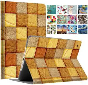 DuraSafe Cases iPad Mini 4 7.9 Inch 2015 [ Mini 4th Gen ] A1538 A1550 MK6K2LL/A MK6J2LL/A MK6L2LL/A Printed Folio Magnetic Smart Protective Sleek & Classic Design Cover - Brown Patchwork