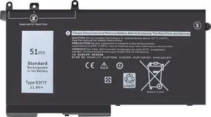 93FTF Laptop Battery for Dell Precision 15 3520 3530 Latitude 5280 5288 5480 5580 5590 5490 5488 5491 5495 5591 E5280 E5480 E5580 E5490 E5590 E5290 E5591 E5491 D4CMT 4YFVG NOT 2PC-633XCN 3ICP5/40/99-2