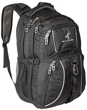 Exos Commuter Backpack - 29L Padded Laptop Bookbag for Work, Business and School - Travel Backpack Bag with Laptop Compartment for Men and Women - Fits Up To 17" Computers (Black)