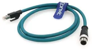 Eonvic M12 4 Pin D-Code to RJ45 Gigabit Cognex Industrial Camera Network Cord CAT5 Shielded Cables (Blue, 1M)