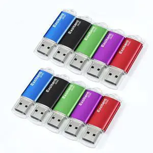 10 Pieces 8GB USB Flash Drive 10 Pack USB 2.0 Memory Stick Thumb Drives,Keychain Flash Drive,Easy to Carry(Mix Colors : 2xBlack Blue Red Green Purple)