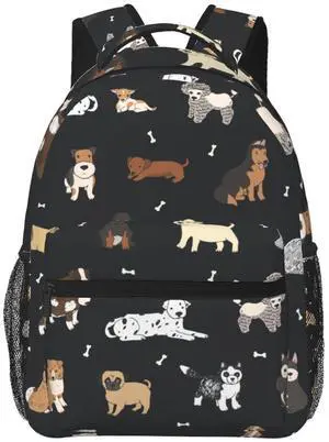 Fiokroo Puppy Dogs Cute Animals Backpack School Bag For Students Teens Men Women Laptop Backpacks Travel Daypack With Multiple Pockets Cute Dogs(black)