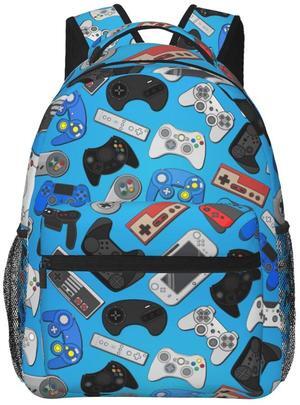 Fiokroo Video Game Controller Background Backpack School Bag For Students Teens Men Women Gaming Theme Laptop Backpacks Travel Daypack Bag With Multiple Pockets