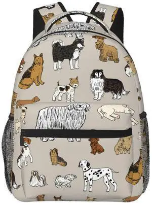 Fiokroo Cute Dogs Animal Backpack School Bag For Students Teens Men Women Laptop Backpacks Travel Daypack Bag With Multiple Pockets