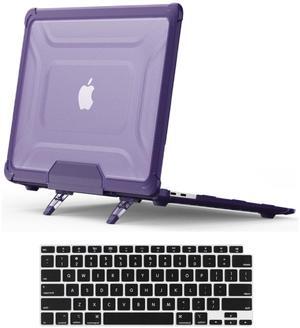 DTangLsm for MacBook Air 13 inch Case 2022 2021 2020 2019 2018 Release M1 A2337 A2179 A1932 with Touch ID, Heavy Duty Hard Shell Case Rubberized TPU Bumper Foldable Kickstand & Keyboard Cover, Purple