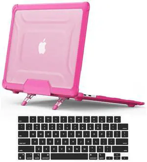 DTangLsm for M4 MacBook Air 13 inch Case 2025 2024-2022 M3 M2 A3240 A3113 A2681 Touch ID, Heavy Duty Rugged Hard Shell Case with TPU Bumper Foldable Kickstand&Keyboard Cover for MacBook Air 13.6, Pink