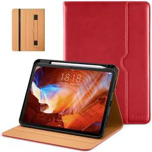 DTTO for iPad Pro 11 inch case (M4) 2024, Premium Leather Business Folio Stand Cover with Pencil Holder - Auto Wake/Sleep and Multiple Viewing Angles, Red