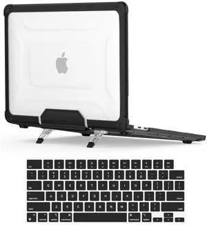 DTangLsm for M4 MacBook Air 15 inch Case 2025 2024 2023 M4 M3 M2 A3241 A3114 A2941, Heavy Duty Rugged Hard Shell Case Shockproof Laptop Cover with TPU Bumper Foldable Kickstand & Keyboard Cover,Black