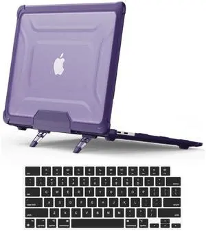 DTangLsm for MacBook Air 13 inch Case 2025 2024-2022 M4 M3 M2 A3240 A3113 A2681, Heavy Duty Rugged TPU Bumper Hard Case with Foldable Kickstand & Keyboard Cover for MacBook Air 13.6 inch Case, Purple