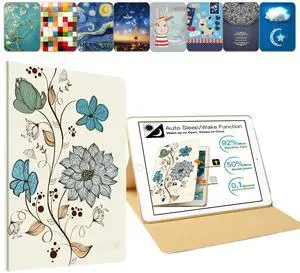DuraSafe Cases for iPad 7.9 Inch Mini 4th [ Mini 2015 4 Gen ] MK6K2LL/A MK6J2LL/A MK6L2LL/A MK9J2LL/A MK9H2LL/A MK9G2LL/A Ultra Slim Printed Smart PU Leather Flip Folio Book Cover - Watercolor Flowers
