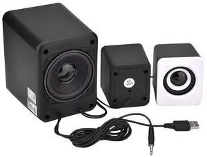 EBTOOLS USB Mini Subwoofer, HD Stereo Sound Computer Audio Desktop Bass Music Player Houshold Wired Speaker for Phone Laptop PC(White)