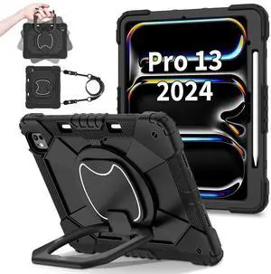 FANSONG Case for iPad Pro 13 2024, Anti-Drop and Shock-Proof Protective Case, All-Round Super Protection with 360degRotatable Kickstand Kids Shockproof iPad Pro 13 inch Cover with Pencil Holder