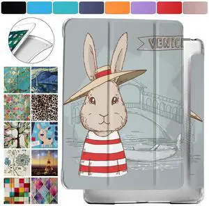 DuraSafe Cases for iPad 5 2017 /iPad 6 2018 [iPad 5th 6th ] 9.7 Inch A1893 A1954 A1822 MP252LL/A MPGA2LL/A MRM52LL/A MR702LL/A Shock Proof Dual Angle Stand Honeycomb Pattern Printed Cover - Bunny Hat