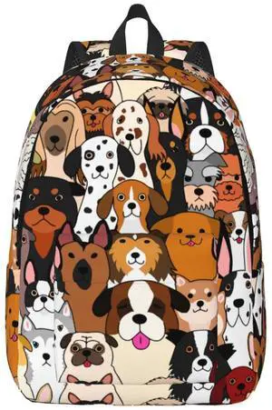 Duduho Cute Dogs Print Backpack 17.7 Inch Laptop Backpack Travel Hiking Daypack Multipurpose Bookbag For Men Women