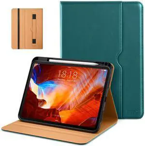 DTTO for iPad Pro 11 inch Case (M4) 2024, Premium Leather Business Folio Stand Cover with Pencil Holder - Auto Wake/Sleep and Multiple Viewing Angles, Green