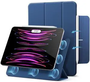 ESR for iPad Pro 12.9 6th/5th/4th Gen, iPad Air 13 Inch Case M3/M2 (2025/2024), Powerful Magnetic Attachment, Slim Trifold Stand Case, Supports Pencil Pro & Pencil (USB-C), Rebound Series, Navy Blue