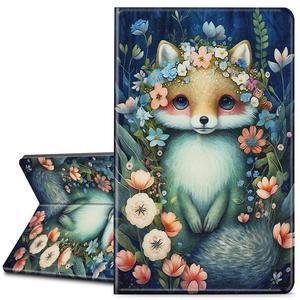Case for Kindle Fire 7 Tablet (9th/7th/5th Gen), Premium PU Soft Leather Cover Slim Shell Folio Stand for Smart Kindle Fire 7 Tablet Case Released in 2019/2017/2015, Fox Floral