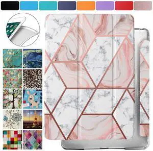 DuraSafe Cases for iPad 9th 2021 8th 2020 7th 2019 Gen [iPad 9 iPad 8 iPad 7 ] 10.2 Inch A2602 A2270 A2197 MK663LL/A MK673LL/A MYN62LL/A Dual Angle Stand Honeycomb Pattern Printed Cover - Marble Pink