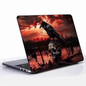 Goodsprout Computer Case for MacBook Air 15 Inch Raven Skull Twilight Colorful Pattern Black Release 2023 Model A2941/A3241 Hard Shell Case Compatible with MacBook Air 15 Inch
