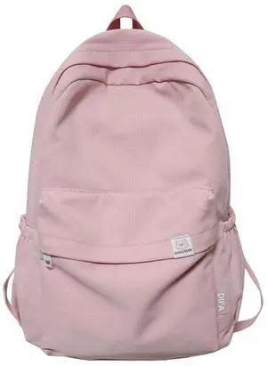 Extolove Cute Aesthetic Backpack Y2K Simple Solid Color Kawaii Backpacks Travel Laptop Backpack (Pink)