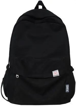 Extolove Cute Aesthetic Backpack Y2K Simple Solid Color Kawaii Backpacks Travel Laptop Backpack (Black)